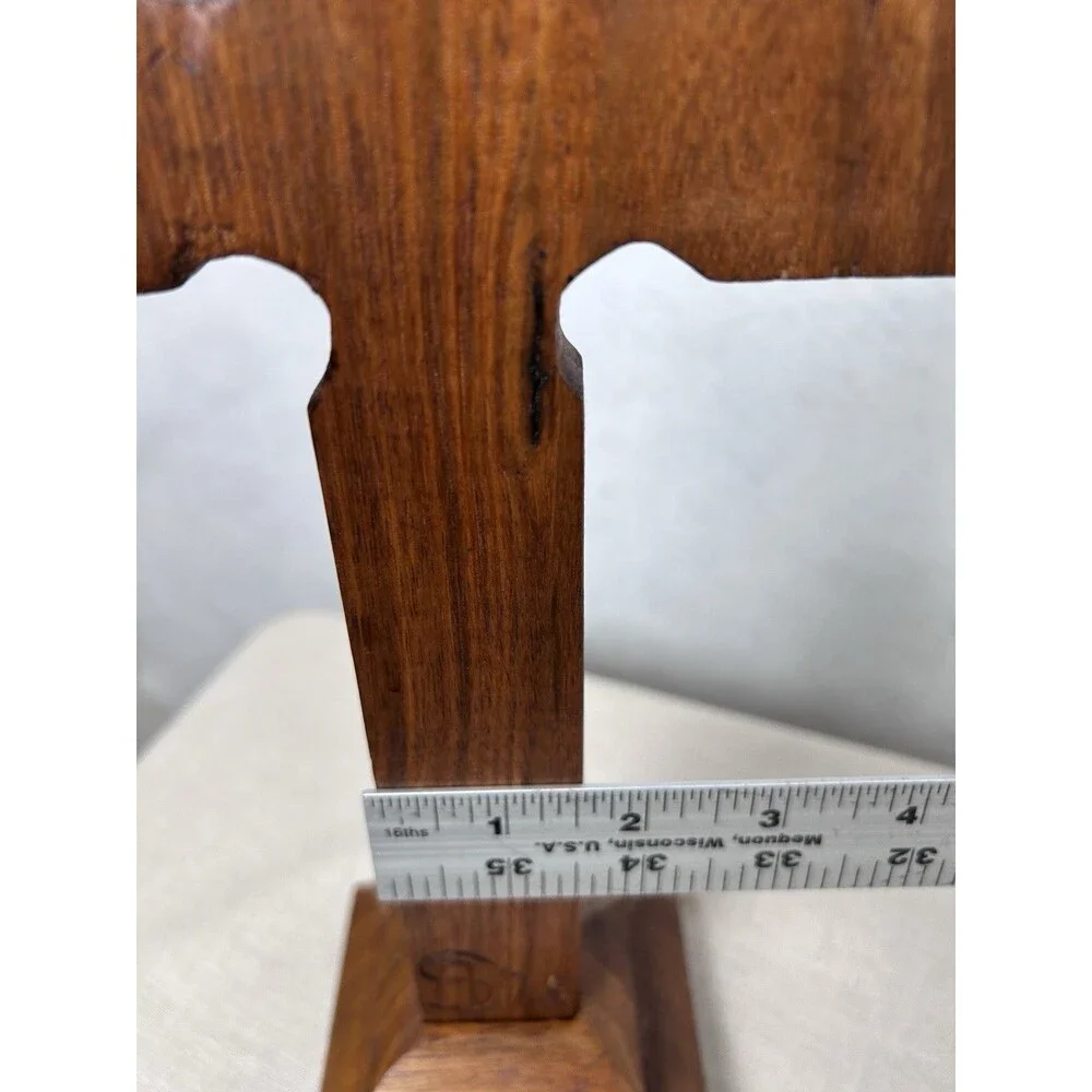 VTG Wood table top cross 75 hand-carved 12 in signed dated folk art chip-carving